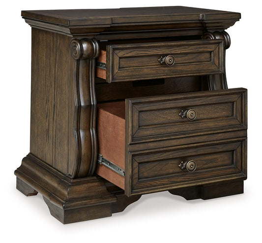 Maylee - Three Drawer Night Stand - Dark Brown Nightstands w/ Charging Stations by Signature Design by Ashley® - Walls Furniture & Mattress
