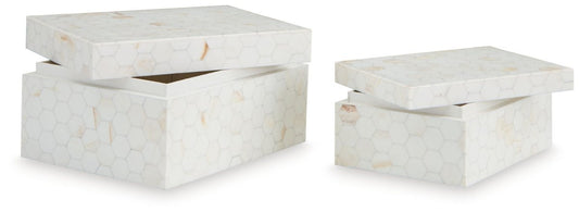 Aldenburg - Box Set (Set of 2) - Cream Baskets & Boxes by Signature Design by Ashley® - Walls Furniture & Mattress