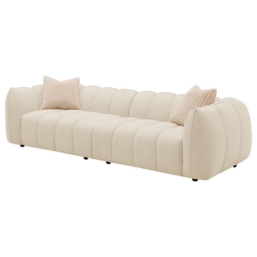Winchester - Boucle Upholstered Extra Long Sofa - Sand Pebble Stationary Sofas by Coaster Fine Furniture - Walls Furniture & Mattress