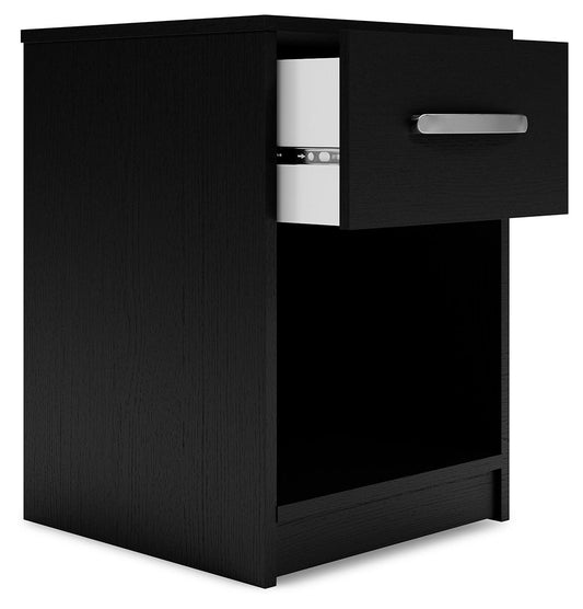 Finch - One Drawer Night Stand - Black Accent Nightstands by Signature Design by Ashley® - Walls Furniture & Mattress