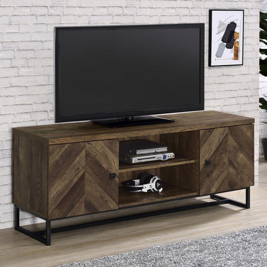 Myles - 2 Door Engineered Wood TV Stand - Rustic Oak TV Stands by CoasterEssence - Walls Furniture & Mattress