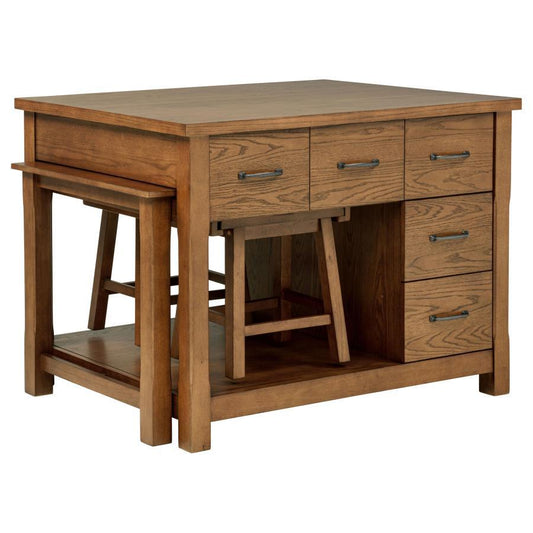 Mayfair - 3 Piece Kitchen Island With Extension Table - Dark Oak 3 Piece Dining Room Sets by Coaster Fine Furniture - Walls Furniture & Mattress