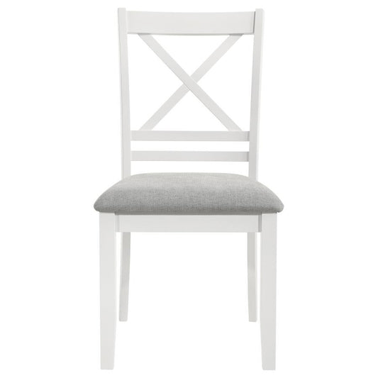 Hollis - Cross Back Wood Dining Side Chair (Set of 2) - White Chair Sets by Coaster Fine Furniture - Walls Furniture & Mattress