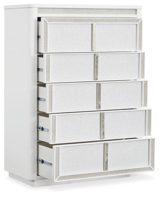 Chalanna - Five Drawer Chest - White Accent Chests by Signature Design by Ashley® - Walls Furniture & Mattress