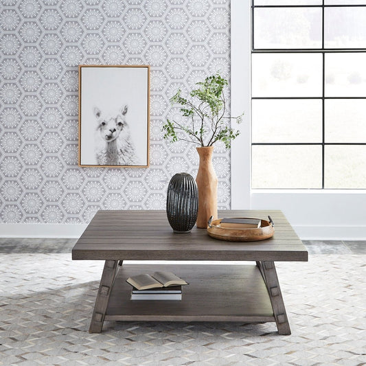 Modern Farmhouse - Oversized Square Cocktail Table Cocktail Tables by Liberty Furniture - Walls Furniture & Mattress