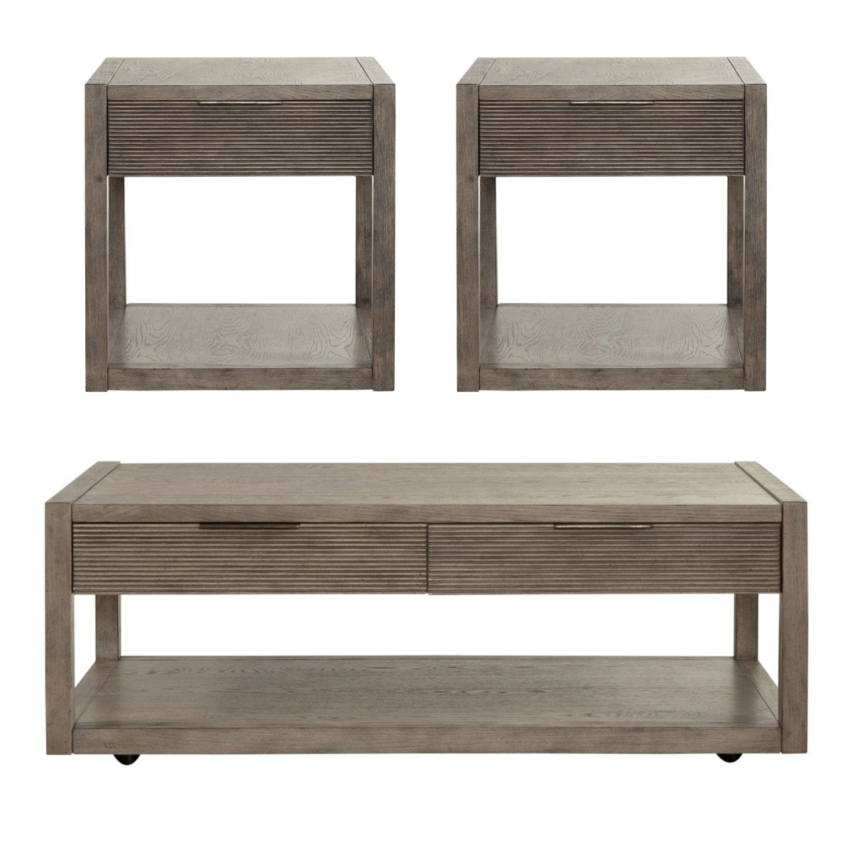 Bartlett Field - 3 Piece Table Set (1 Cocktail 2 End Tables) - Gray Table Sets by Liberty Furniture - Walls Furniture & Mattress
