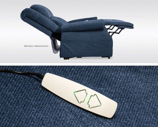 TRIO TENACITY Vance Blue Heavy Duty Performance Fabric Lift Chair Lift Chairs by Mega Motion - Walls Furniture & Mattress