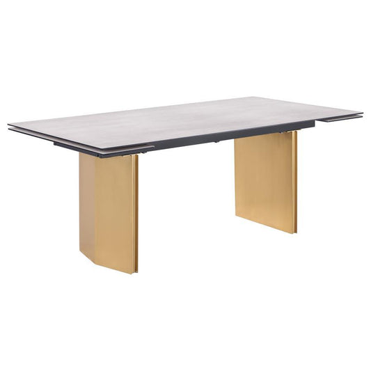 Vesa - Glass Top Extension Dining Table - Beige Dining Tables with Extensions by Coaster Fine Furniture - Walls Furniture & Mattress
