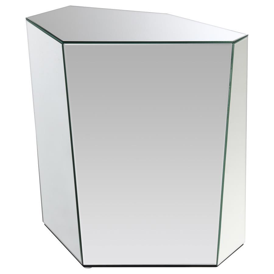 Capella - Mirrored Abstract Geometric End Table - Silver End Tables by Coaster Fine Furniture - Walls Furniture & Mattress