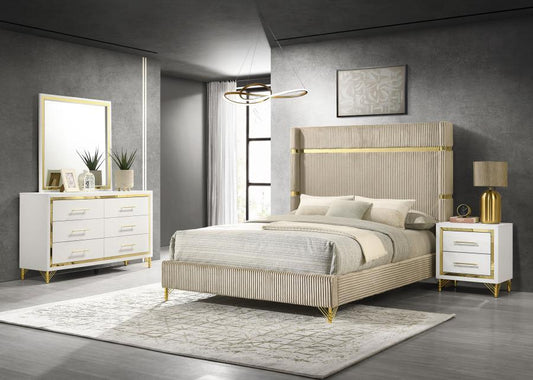 Lucia - Bedroom Set With Upholstered Wingback Panel Bed 4 Piece Bedroom Sets by Coaster Fine Furniture - Walls Furniture & Mattress