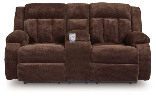 Free Wake - Double Relcining Power Loveseat With Console - Chocolate Reclining Loveseats by Signature Design by Ashley® - Walls Furniture & Mattress