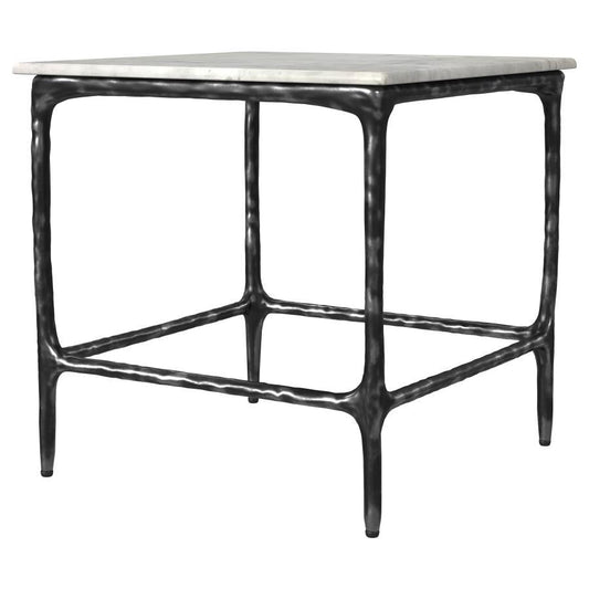 Ebby - Square Genuine Marble Top Metal End Table - White End Tables by Coaster Fine Furniture - Walls Furniture & Mattress