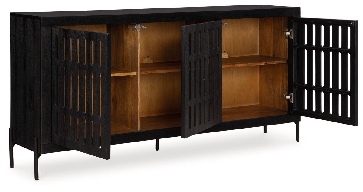 Vallisburg - Accent Cabinet - Black / Natural Accent Cabinets by Signature Design by Ashley® - Walls Furniture & Mattress