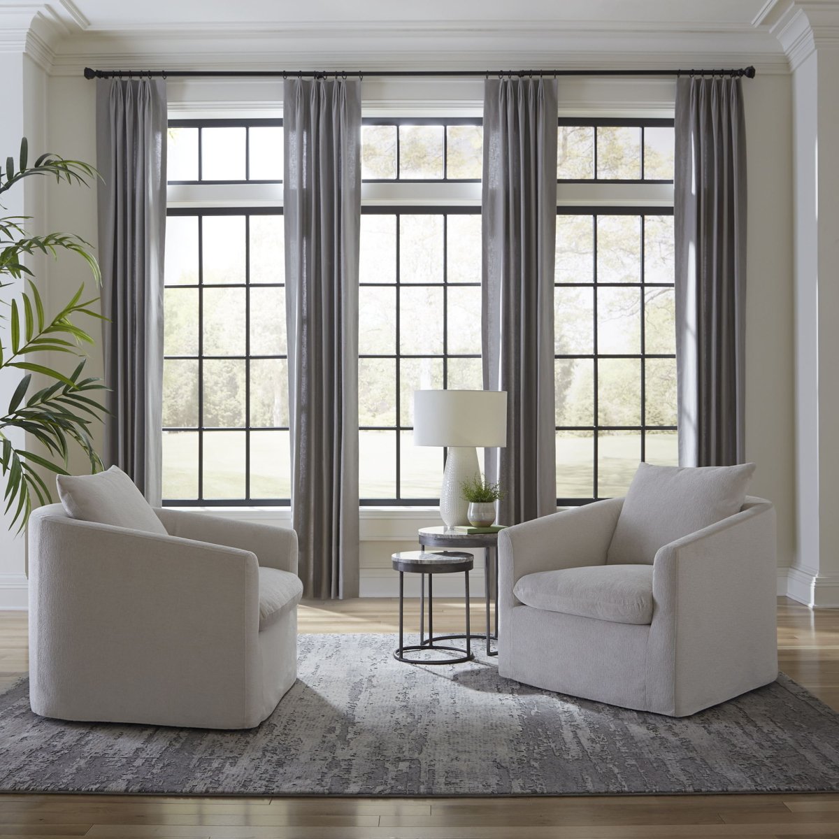 Saxton - Upholstered Swivel Accent Chair - Ivory Swivel Chairs by Liberty Furniture - Walls Furniture & Mattress