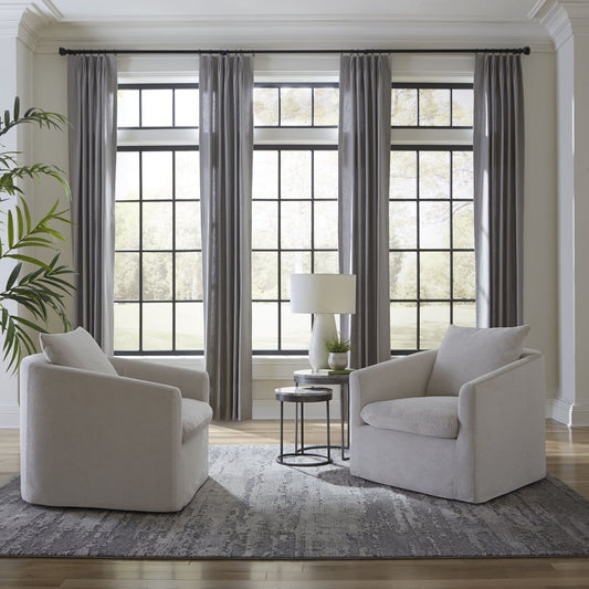 Saxton - Upholstered Swivel Accent Chair - Ivory Swivel Chairs by Liberty Furniture - Walls Furniture & Mattress