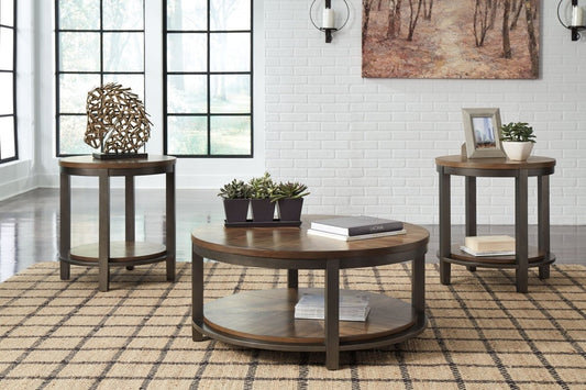 Roybeck - Occasional Table Set (Set of 3) - Light Brown / Bronze Table Sets by Signature Design by Ashley® - Walls Furniture & Mattress