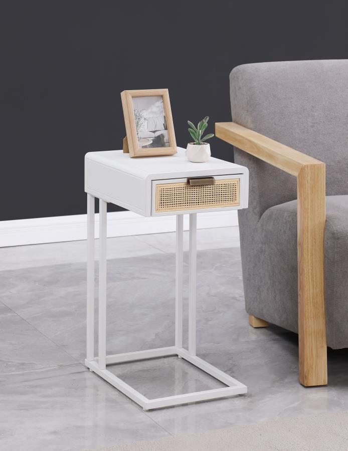 Amherst - 1 - Drawer Radio Weave Cane Metal Side Table Side Tables by Coaster Fine Furniture - Walls Furniture & Mattress