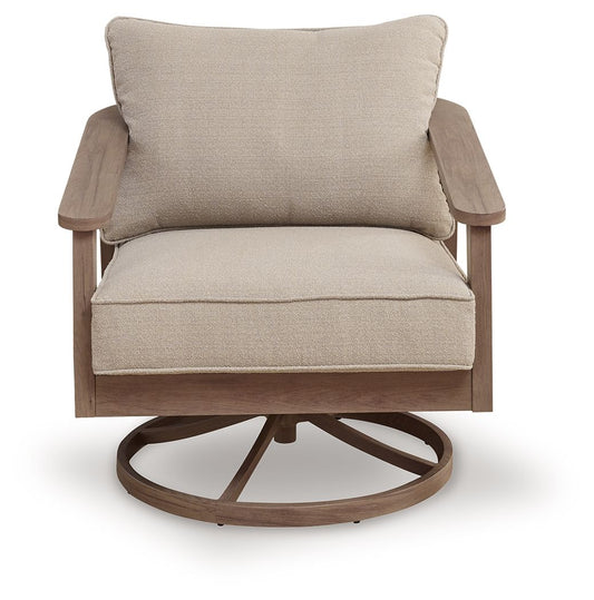 Harmony Headlands - Swivel Lounge With Cushion - Natural / Gray Swivel Chairs by Signature Design by Ashley® - Walls Furniture & Mattress