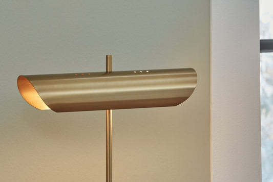 Rowleigh - Marble Desk Lamp - Gold Finish / White Table Lamps by Signature Design by Ashley® - Walls Furniture & Mattress