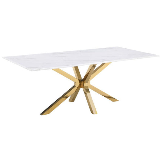Venera - Rectangular Faux Marble Dining Table - White Dining Tables by Coaster Fine Furniture - Walls Furniture & Mattress