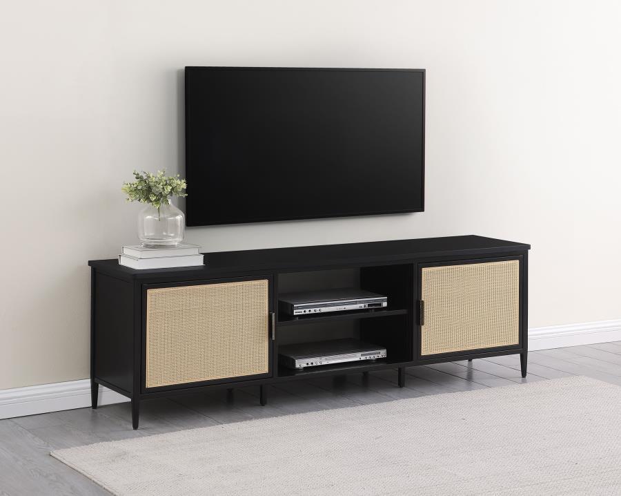 Amherst - 70" 2 - Door Metal TV Stand Media Console - Black TV Stands by Coaster Fine Furniture - Walls Furniture & Mattress