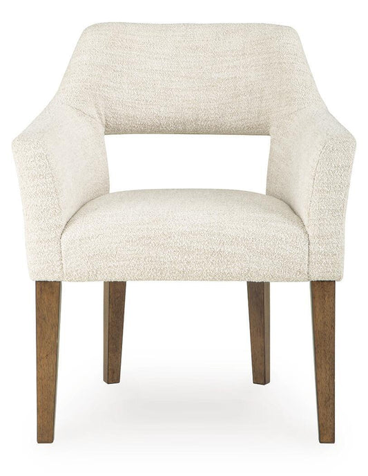Marxmore - Dining Upholstered Arm Chair (Set of 2) - Beige / Brown Chair Sets by Benchcraft® - Walls Furniture & Mattress