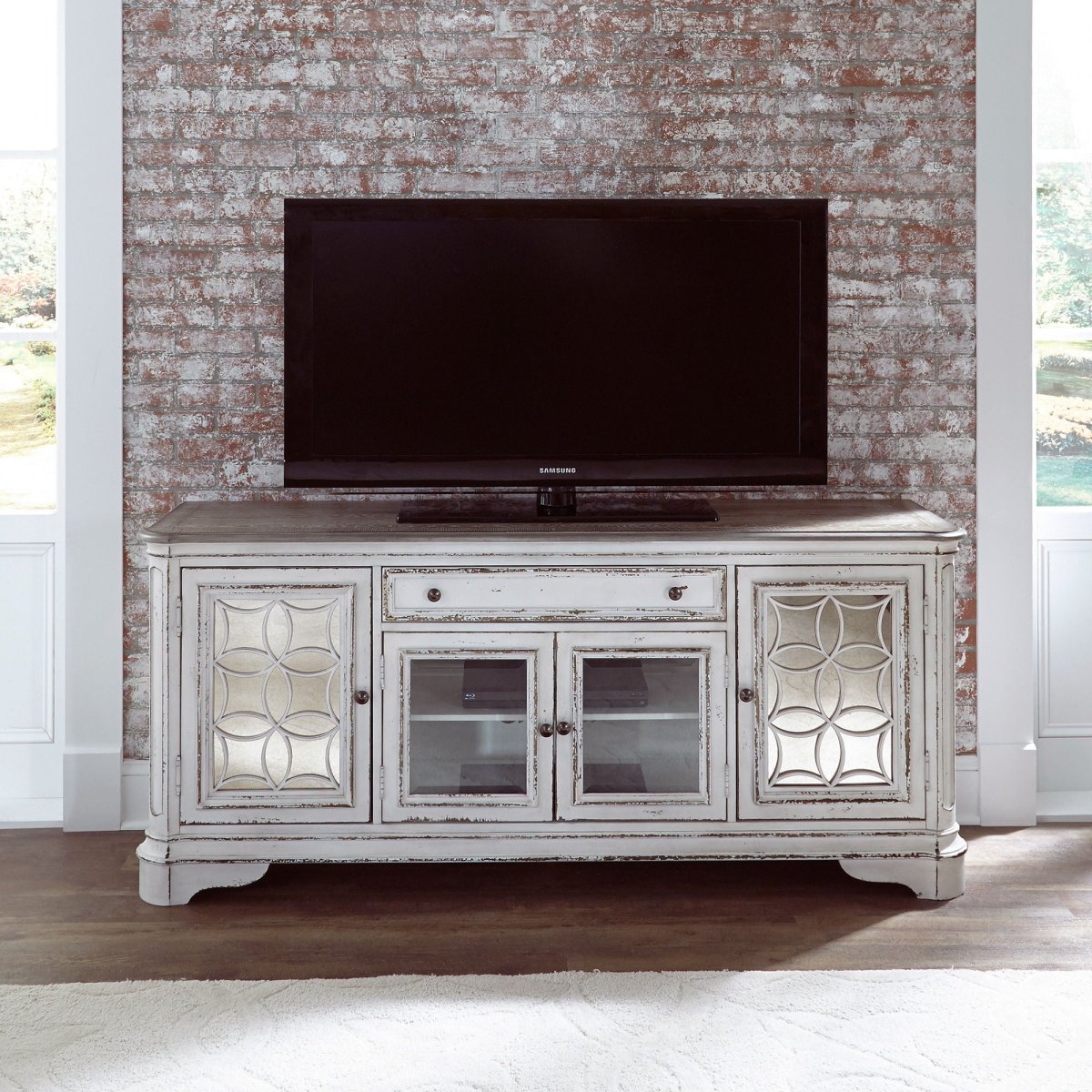 Magnolia Manor - EnteRTAinment TV Stand - Weathered Bisque TV Stands by Liberty Furniture - Walls Furniture & Mattress