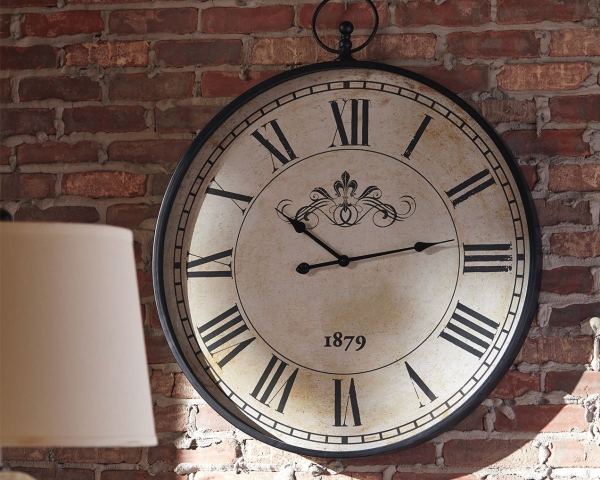 Augustina - Wall Clock - Antique Black Wall Clocks by Signature Design by Ashley® - Walls Furniture & Mattress