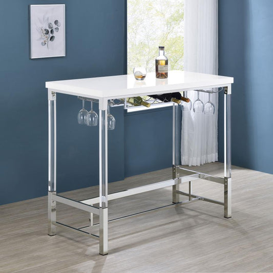 Norcrest - Acrylic Leg Bar Table - White High Gloss Bar Tables by Coaster Fine Furniture - Walls Furniture & Mattress