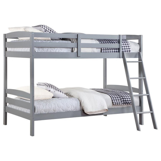 Rhea - Wood Twin Over Twin Bunk Bed - Gray Bunk Beds by Coaster Fine Furniture - Walls Furniture & Mattress