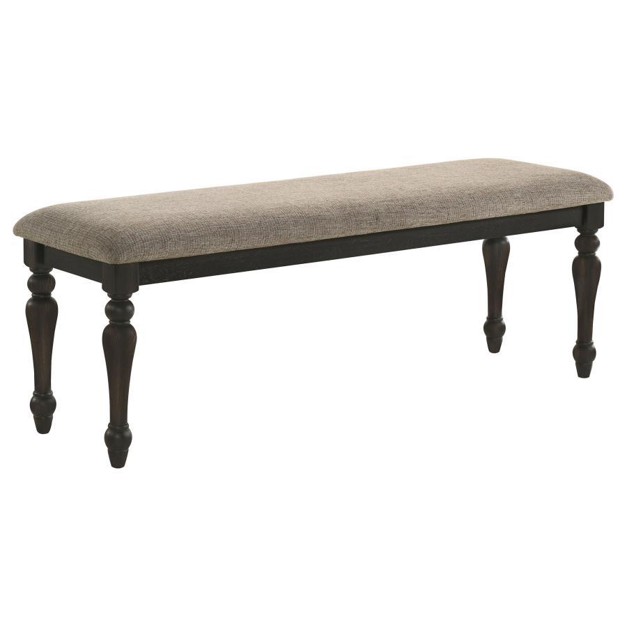 Bridget - Fabric Upholstered Dining Bench - Stone And Charcoal Upholstered Benches by Coaster Fine Furniture - Walls Furniture & Mattress