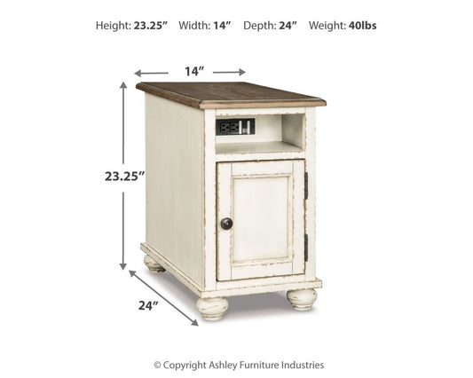 Realyn - Chair Side End Table - AC / USB - White / Brown Chair Side Tables by Signature Design by Ashley® - Walls Furniture & Mattress