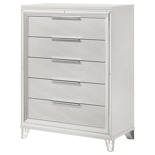 Marmore - 5 - Drawer Bedroom Chest Of Drawers - White Accent Chests by Coaster Fine Furniture - Walls Furniture & Mattress