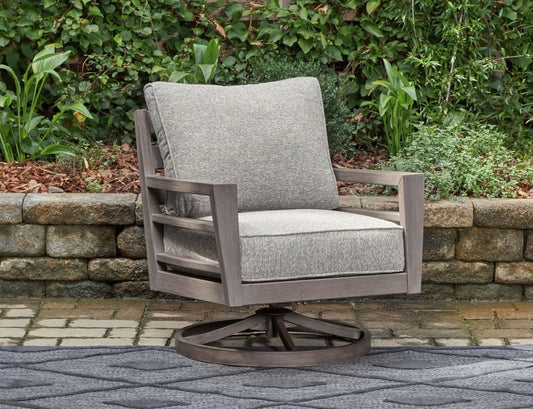 Hillside Barn - Swivel Lounge W/ Cushion - Gray / Brown Swivel Chairs by Signature Design by Ashley® - Walls Furniture & Mattress