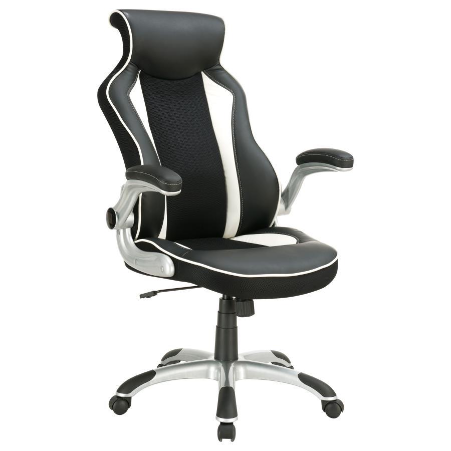 Dustin - Upholstered Adjustable Home Office Desk Chair - Black Swivel Chairs by CoasterEssence - Walls Furniture & Mattress
