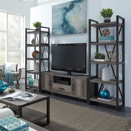 Tanners Creek - Entertainment Center With Piers (1 Center Drawer) - Dark Gray Entertainment Centers by Liberty Furniture - Walls Furniture & Mattress