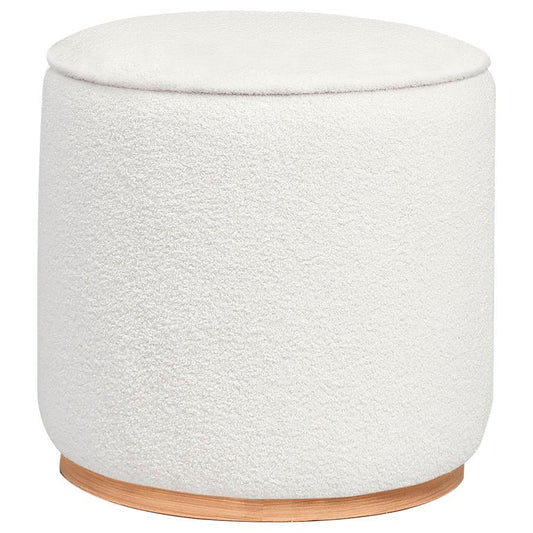 Zena - Faux Sheepskin Upholstered Round Ottoman Upholstered Ottomans by Coaster Fine Furniture - Walls Furniture & Mattress