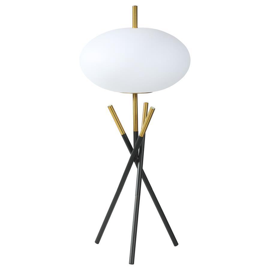 Layton - White Orb Shade Tripod Table Lamp - Black Table Lamps by Coaster Fine Furniture - Walls Furniture & Mattress