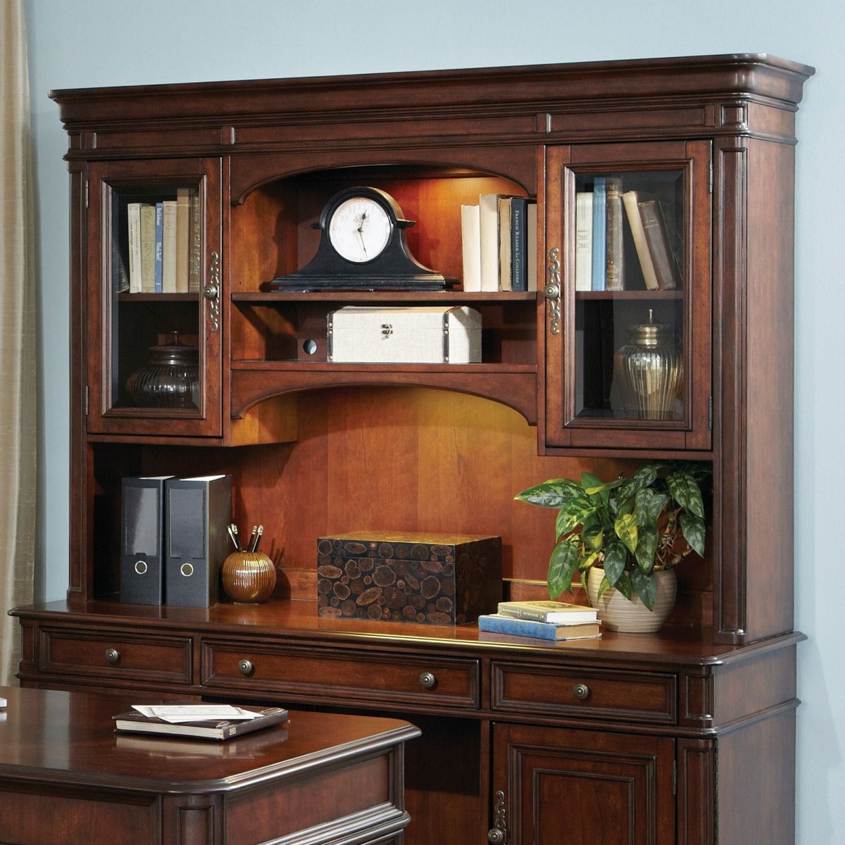 Brayton Manor - Jr Executive Credenza Hutch - Dark Brown Hutches by Liberty Furniture - Walls Furniture & Mattress