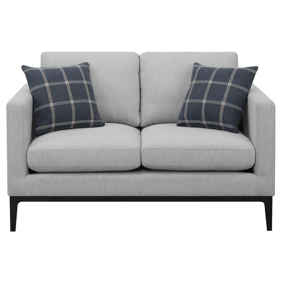 Apperson - Upholstered Track Arm Loveseat - Light Gray Stationary Loveseats by CoasterElevations - Walls Furniture & Mattress