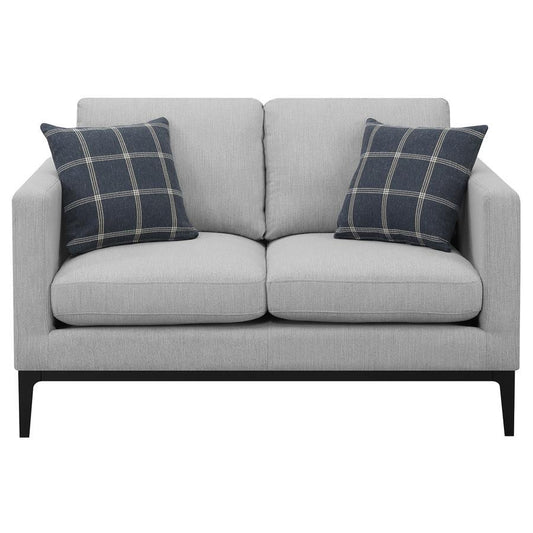 Apperson - Upholstered Track Arm Loveseat - Light Gray Stationary Loveseats by CoasterElevations - Walls Furniture & Mattress
