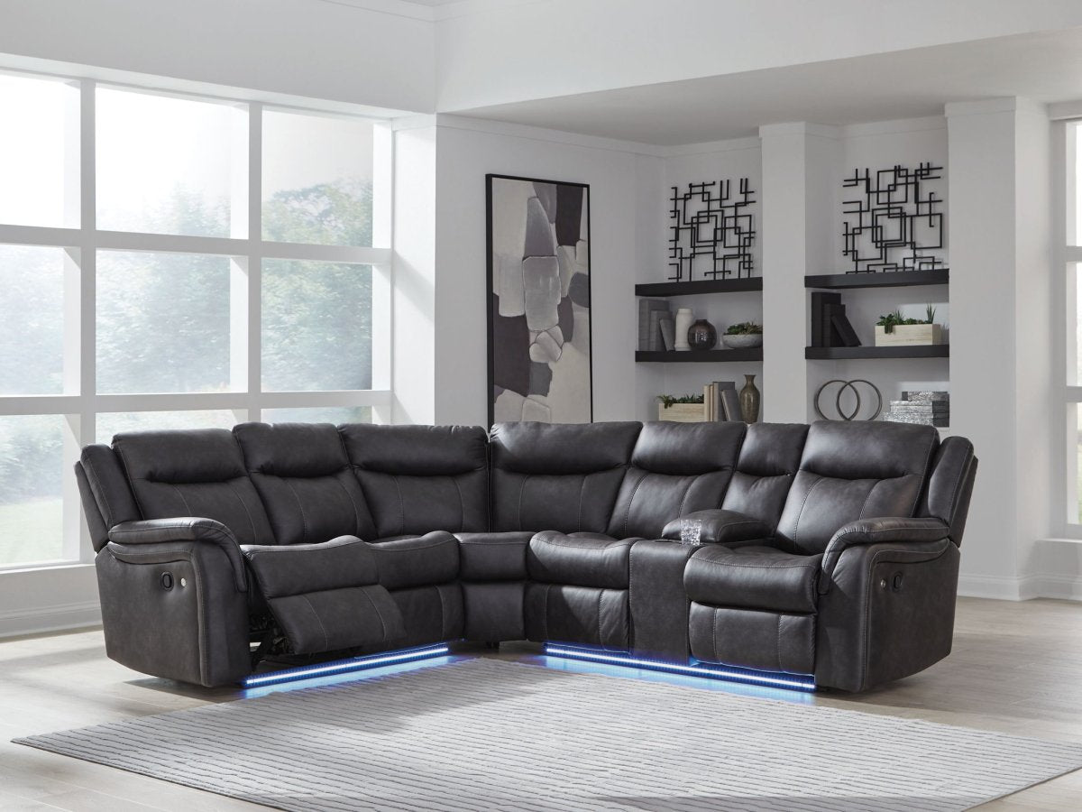 Sultan Meadow - Carbon - 2 - Piece Reclining Sectional Reclining Sectionals by Signature Design by Ashley® - Walls Furniture & Mattress