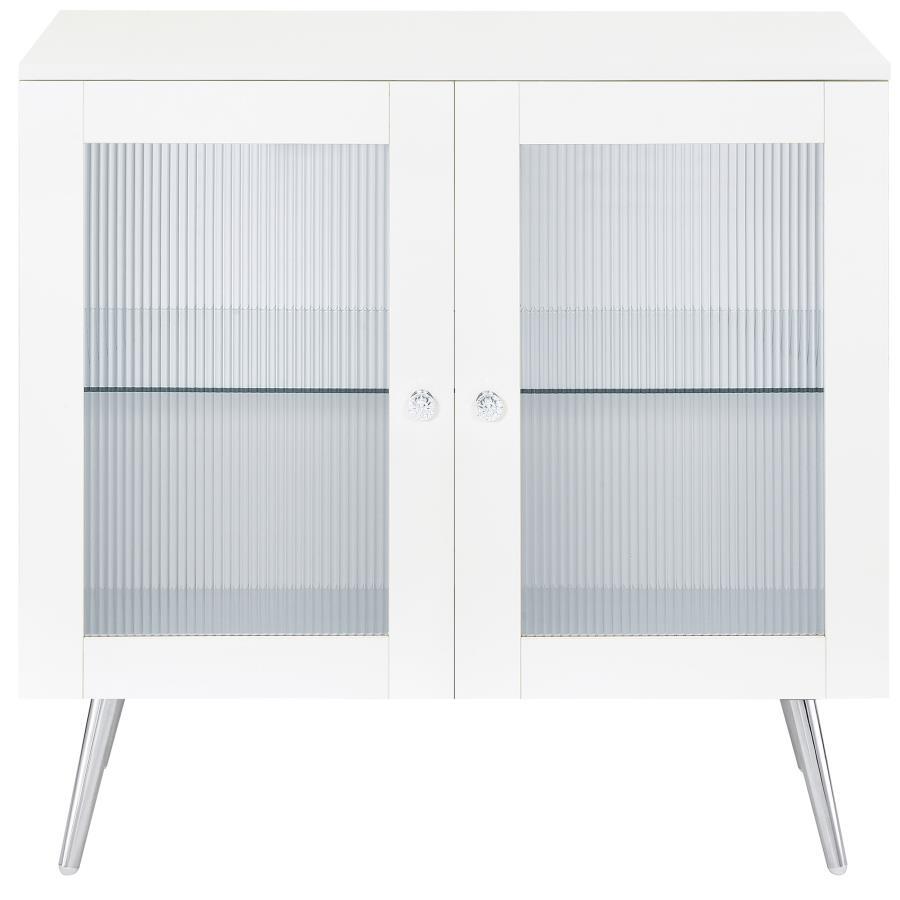 Nieta - 2 Door Engineered Wood Accent Cabinet - White High Gloss Accent Cabinets by Coaster Fine Furniture - Walls Furniture & Mattress