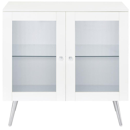 Nieta - 2 Door Engineered Wood Accent Cabinet - White High Gloss Accent Cabinets by Coaster Fine Furniture - Walls Furniture & Mattress