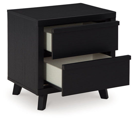 Danziar - Two Drawer Night Stand - Black Nightstands w/ Charging Stations by Signature Design by Ashley® - Walls Furniture & Mattress