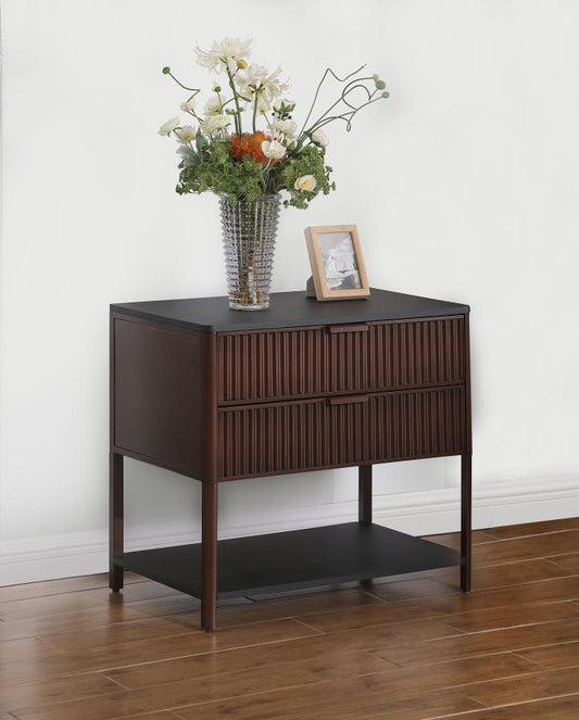Zimmerlee - 2 - Drawer Side Table with Shelf - Rust Brown Side Tables by Coaster Fine Furniture - Walls Furniture & Mattress