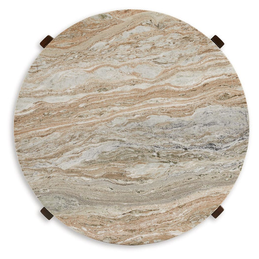 Tanidore - Round Cocktail Table - Warm Brown