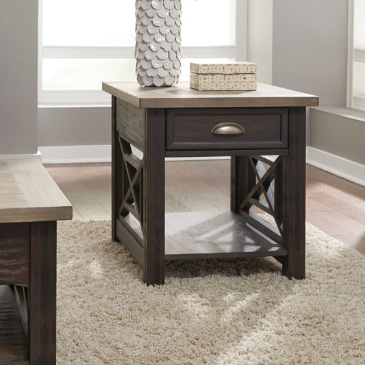 Heatherbrook - Drawer End Table - Black End Tables by Liberty Furniture - Walls Furniture & Mattress