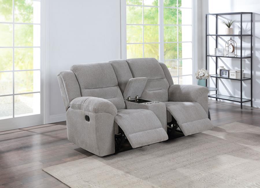 Gilson - Chenille Upholstered Reclining Loveseat - Gray Reclining Loveseats by Coaster Fine Furniture - Walls Furniture & Mattress