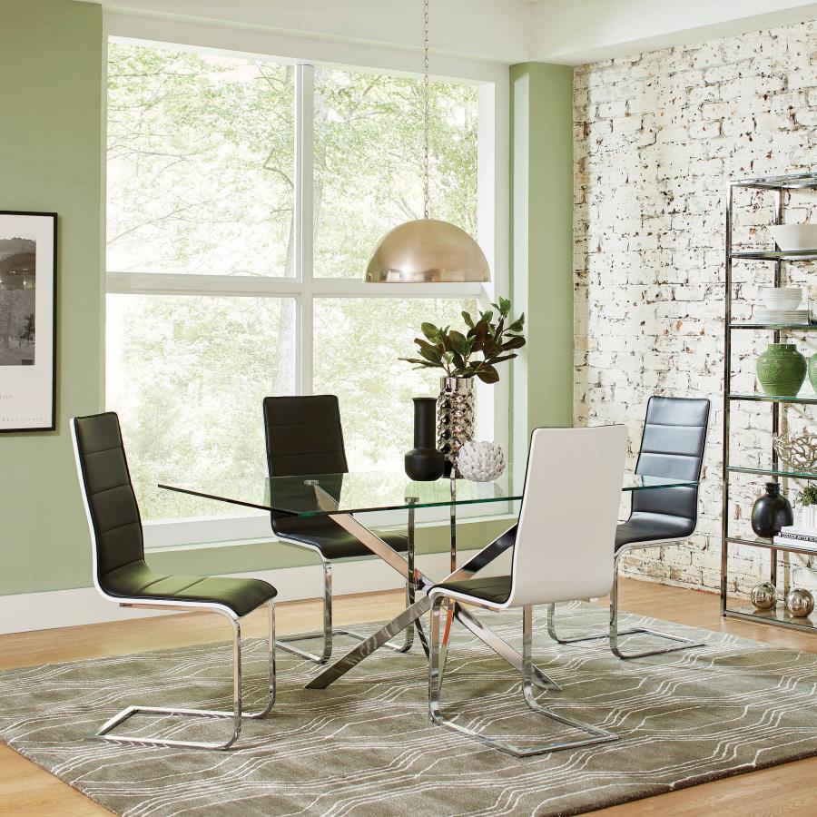 Carmelo - Rectangular Glass Top Dining Table - Chrome Dining Tables by CoasterEveryday - Walls Furniture & Mattress